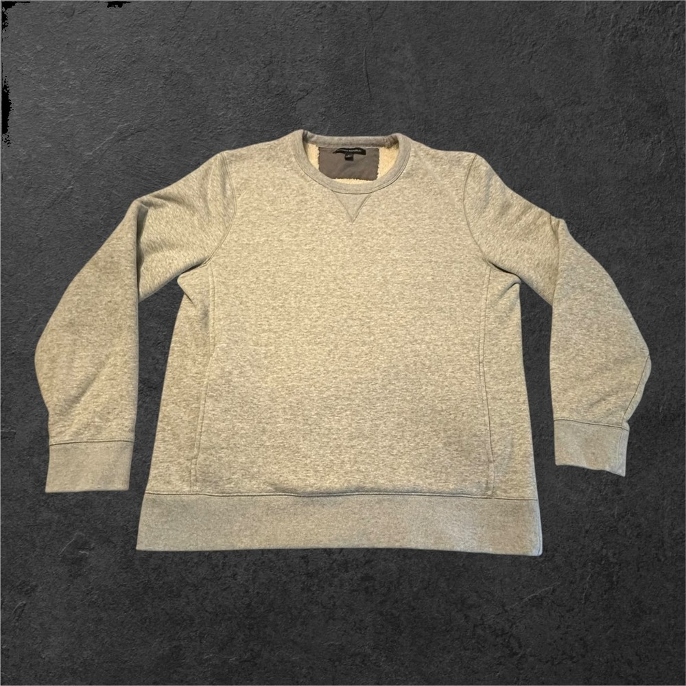 Banana Republic Sweatshirt Mens Large Gray Sherpa Lined Crewneck Pocket